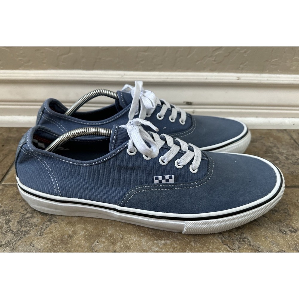 Vans Men's Blue Canvas Low-Top Sneakers with White Laces